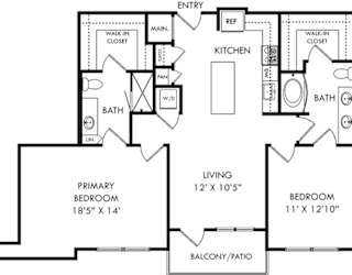 a floor plan of a house with bedrooms and baths and a staircase