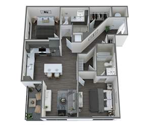 a234 floor plan  1 bedroom with 2 baths  1192 square feet