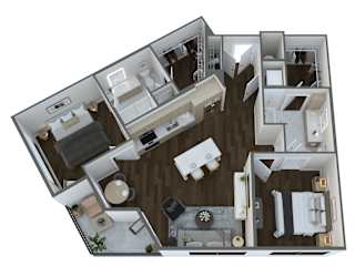 a3 floor plan  1 bedroom with 2 baths  1192 square feet