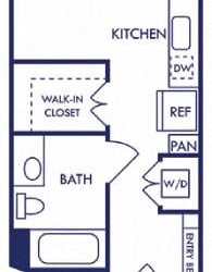 a floor plan of a house with a bathroom and a kitchen