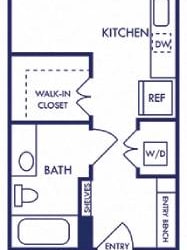 the floor plan of a small house with a bathroom and a bedroom