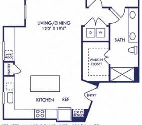 the floor plan of a small house with a kitchen and a living room
