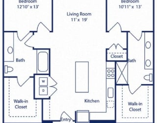 a diagram of a floor plan with bedrooms and baths