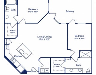 a floor plan of a unit with a bedroom and a bathroom