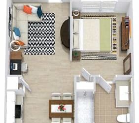 a floor plan of a house with a bedroom and a living room