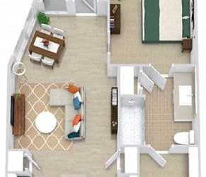 a floor plan of a house with a bedroom and a living room