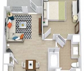 a floor plan of a house with a bedroom and a living room