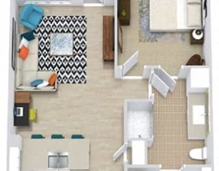 a floor plan of a house with a bedroom and a living room