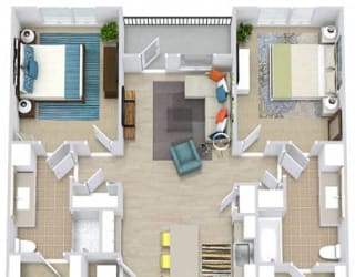a floor plan of a house with a bedroom and a living room