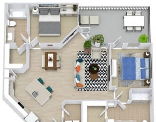 a floor plan of a house with a bedroom and a living room