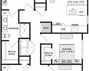 3 bedroom 1st floor apartment. patio entrance opens into living room area. kitchen with peninsula island overlooks living area. front bedroom is master with private bath with dual sink vanity, standalone shower and walk-in closet. hallway off of kitchen leads to full size washer/dryer closet. and  2 other bedrooms with walk-in closets. 2nd shared bath with linen closet.