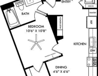 a floor plan of a small house with a kitchen and a living room