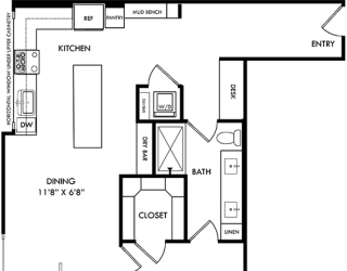 a floor plan of a house with a bedroom and a living room