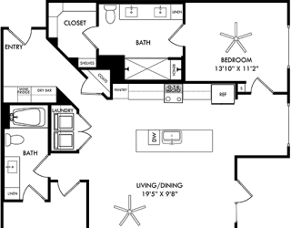 a floor plan of a house with bedrooms and a living room
