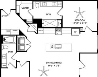 a floor plan of a house with a bedroom and a living room
