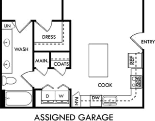 a floor plan of a house with a bedroom and a living room