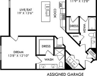 a floor plan of a house with bedrooms and a living room