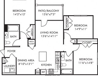 Sanderling. 3 bedroom apartment. Kitchen with island open to living/dinning rooms. 2 full bathroom. Walk-in closets. Patio/balcony.