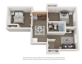 Floor Plan Two-Bedroom One-Bath
