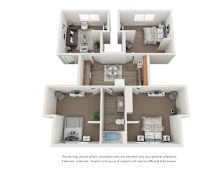 Floor Plan Three-Bedroom One-Bath