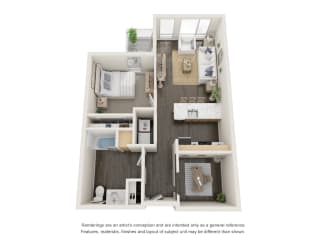 Floor Plan One Bedroom + Den
