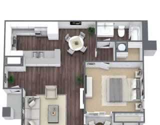 1X1 Sanibel Floor Plan, 684 SQFT