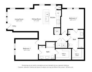 a floor plan of a house with bedrooms and a living room