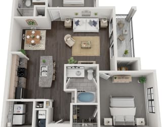 B2 Floorplan - 2 bed 2 bath 1157 sq ft