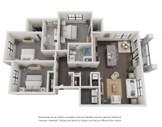 C1 Floorplan - 3 bed 2 bath 1411 sq ft