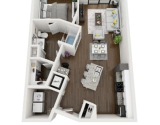this is a 3d floor plan of a 1 bedroom apartment at the biltmore apartments