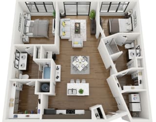 this is a 3d floor plan of a 1 bedroom apartment at the biltmore apartments