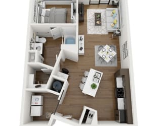 a floor plan of a 1 bedroom apartment at the crossings at white marsh apartments in white marsh