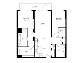 Floor Plan 1205 Collection 2 Bedroom - 2 Bath | B07