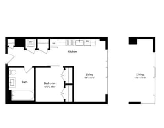 Floor Plan 1205 Collection 1 Bedroom - 1 Bath -Aj9