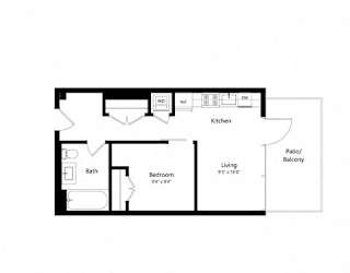 Floor Plan 1205 Collection 1 Bedroom - 1 Bath -Aj8