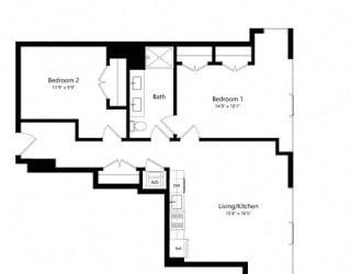 Floor Plan 1205 Collection 2 Bedroom - 1 Bath | Bj6