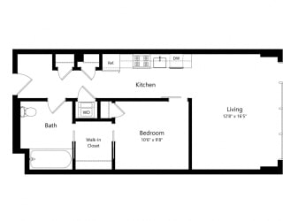 Floor Plan 1205 Collection 1 Bedroom - 1 Bath -A08