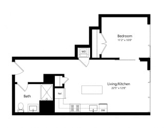 Floor Plan 1205 Collection 1 Bedroom - 1 Bath | Aj11