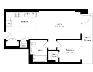 Floor Plan 1205 Collection 1 Bedroom - 1 Bath | A09
