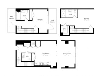 Floor Plan 1205 Collection 1 Bedroom Loft - 1.5 Bath -Al2