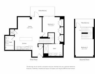 Floor Plan West Half 1 Bedroom Den - 2 Bath -Ad1