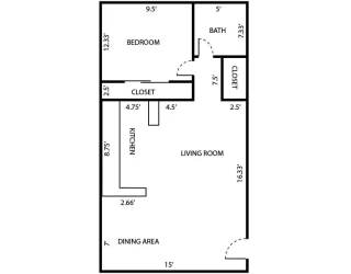 1 bed 1 bath floor plan B at Postmark at Littleton, Littleton, CO