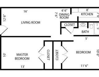 2 bed 1 bath floor plan at Postmark at Littleton, Littleton, 80120
