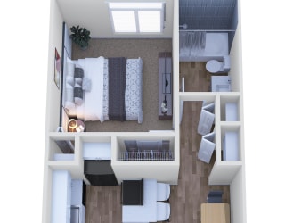 1 Bed 1 Bath Floor Plan at The Wesley Apartments, Denver, CO, 80222