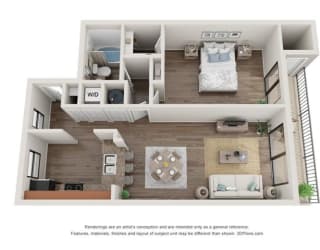 Floor Plan 1 Bed 1 Bath