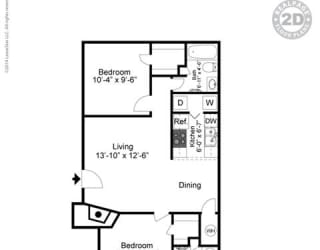 Braeburn, 2 br, 2 ba, 920 sq. ft. floor plan