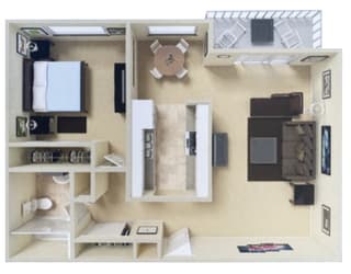 a floor plan of a house with a bedroom and a living room