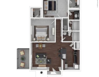 Birch Floor Plan with 944 Sq. Ft. at The Vale, Tennessee