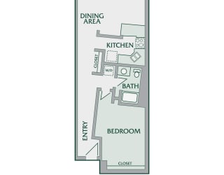 Floor Plan 1 Bedroom, 1 Bathroom - 720 SF