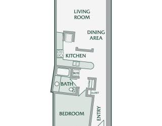 Floor Plan 1 Bedroom, 1 Bathroom - 720 SF